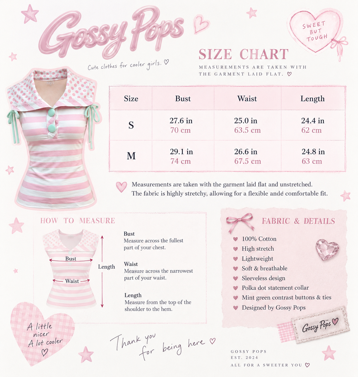 Candy Stripe Polka Dot Sleeveless Top — Pink & Mint